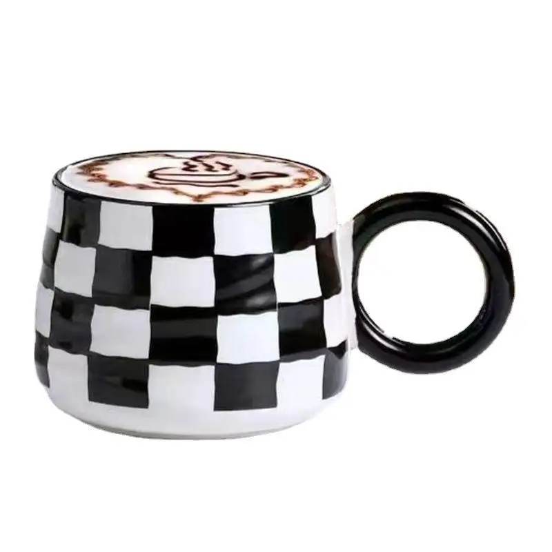 STARLII Checkerboard Cup Tragbares Büro Frauen Design Beliebte Ins Trend Keramik Tasse Kreative Kaffeetasse