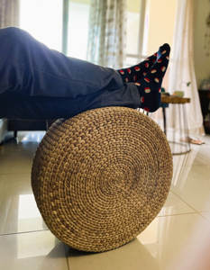 Handmade Water Hyacinth Floor Cushion Ottoman Round Woven <b>Pouffe</b> Seat Pad <b>Small</b> Coffee Table for Zen Home Decor - Product Image 5