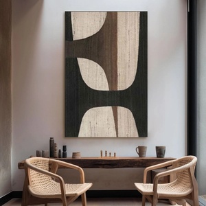 Cuadro Abstracto Grande en Tonos Marrón y Negro, Estilo Wabi Sabi Minimalista, sobre Lienzo, para Decoración Moderna del Hogar y Galería - Product Image 4