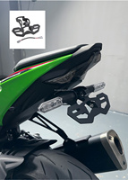 Support de plaque d'immatriculation arrière universel en acier inoxydable noir pour moto Teco Ninja ZX-6R ZX636 2024-2025 avec éclairage LED – Garantie 10 ans