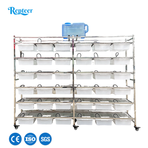 Cage d'élevage pour souris et rats de laboratoire en acier inoxydable robuste, moderne et luxueuse, avec plateau en plastique et motif à pois - Product Image 1