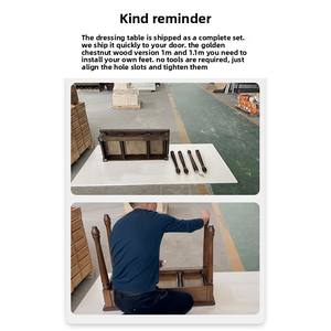 Coiffeuse rétro en bois massif avec boîte de rangement Mobilier miroir pour <span class=keywords><strong>petite</strong></span> <span class=keywords><strong>chambre</strong></span> ou appartement Slow Tone - Product Image 3