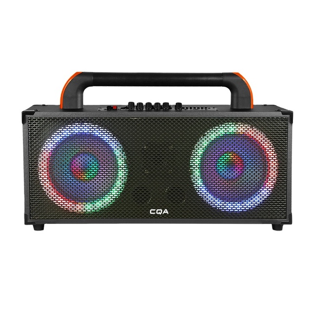 8" Rechargeable Powerful Party Speakers CQA Private Boombox Speaker Portable with Around Light/Mic/FM/USB/Guitar