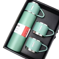 Nouveau Coffret Cadeau en Acier Inoxydable : Bouteille d'Eau Isotherme, Gourde Isotherme, Tasse à Double Paroi avec Poignée, Couvercle et Cuillère – Isolation Thermique 12-24 Heures