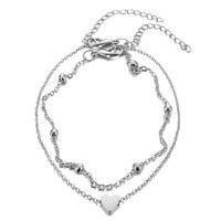 Ensemble de chevillères cœur pour femme, tendance, minimaliste, superposées, bijoux de pied, vente en gros