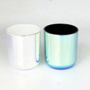 HONGYU Porte-bougies <span class=keywords><strong>en</strong></span> verre irisé noir Aura <span class=keywords><strong>de</strong></span> luxe 8 oz pour la décoration <span class=keywords><strong>de</strong></span> la maison et la fabrication <span class=keywords><strong>de</strong></span> bougies parfumées - Product Image 1