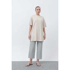 Camiseta larga holgada de punto para mujer Mango, manga regular, color beige 40009TSH - Product Image 4