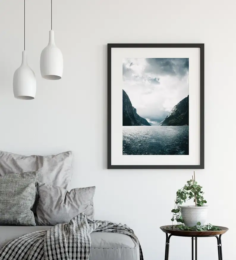 Norway Nature Landscape Canvas Wall Art Photography Modern Print Minimalist Mountains Ocean for Home Decor