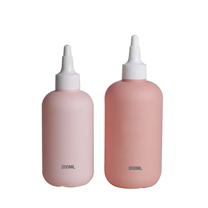 customize 200ml 300ml Matte Eco Friendly Plastic HDPE round Shape tint Hair Oil Squeeze Bottle with Twist Top Cap