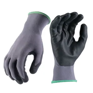 15G Non-slip Industrial Nylon spandex Nitrile Micro Foam Palm Coated Protective Finger Construction Safety Gloves