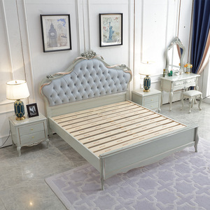 <span class=keywords><strong>Letto</strong></span> King Size in Stile <span class=keywords><strong>Francese</strong></span> con Testiera in Pelle Blu Trapuntata e Struttura in Legno Intagliato, Elegante Set di Mobili per Camera da <span class=keywords><strong>Letto</strong></span> - Product Image 5
