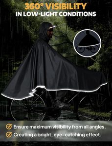 Impermeable Reflectante Personalizado para Ciclismo, Poncho <span class=keywords><strong>de</strong></span> <span class=keywords><strong>Lluvia</strong></span> para Bicicleta, Capas <span class=keywords><strong>de</strong></span> <span class=keywords><strong>Lluvia</strong></span> Ligeras, Compactas y Reutilizables para Adultos - Product Image 5