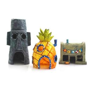 원 스톱 쇼핑 도매 수지 어항 수족관 장식품 파인애플 문어 형제 장식 물고기 수영 - Product Image 5