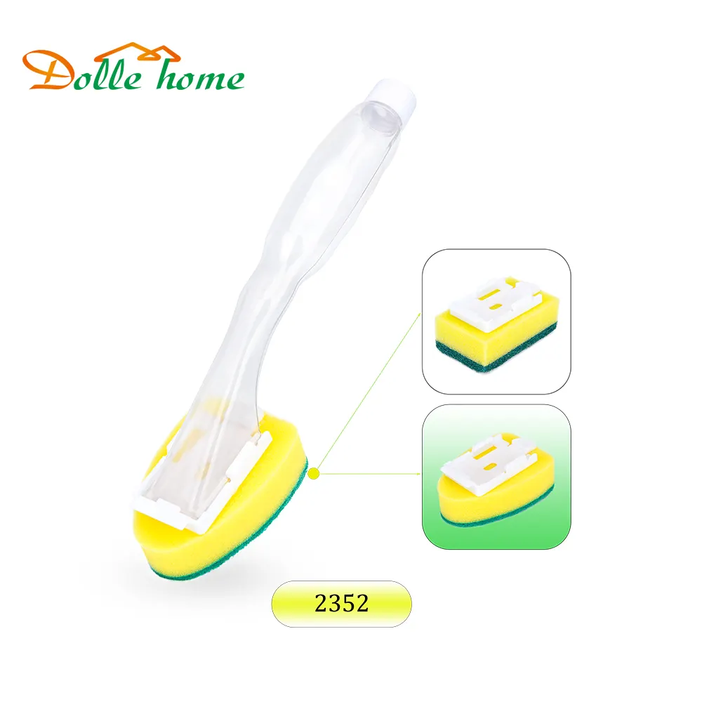 Brush Kitchen Sponges Wholesale Kitchen Replaceable Sponge Head With Soap Dispensing Cleaning Dish Washing Brush Eco-friendly