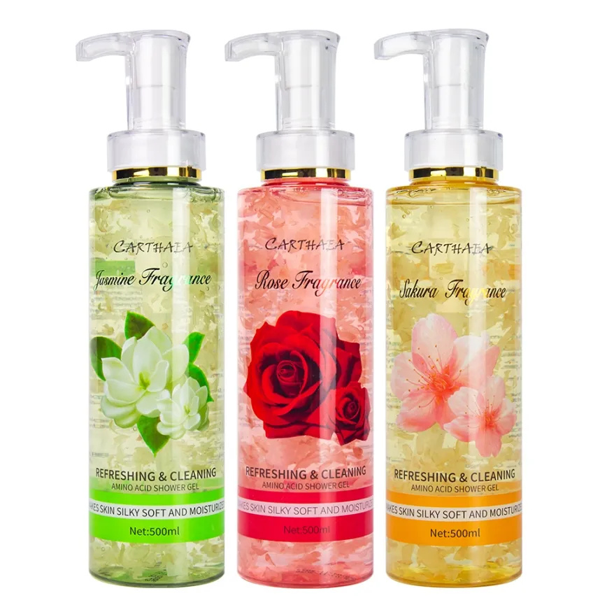 Carthaea wholesale private label 500ml skin care flower perfume fragrance whitening shower gel for women