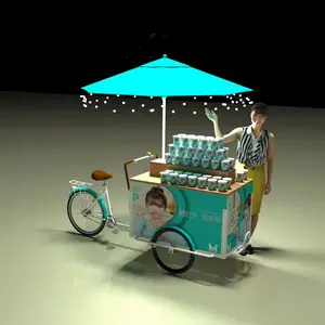 Food Trailer Hot Sale Mini Street Mobile Food Cart Mobile Bar Hot Dog Ice Roll Machine Waffle and Juice vending cart