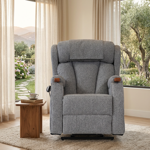 Living Room Recliner Sofa Light Gray Dual Motor Lift Chair with Heating <b>Zero</b> Gravity Wheels for Elderly - Product Image 1
