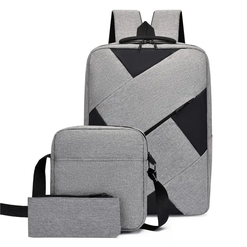 New Fashion Oxford Cloth Travel Student School Backpack USB charging port 3 in 1 Set Laptop Backpack For Girls Boys