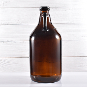 中国制造商2.5l 4l 1加仑琥珀色棕色玻璃咆哮器红酒壶玻璃啤酒壶带手柄瓶 - Product Image 4