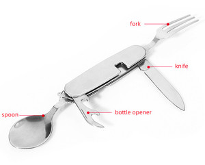 Bộ Đồ Ăn Gấp Ngoài Trời Bộ Dao Kéo Muỗng Nĩa Dao Cầm Tay Dụng Cụ Mở Hộp Đồ Ăn Dụng Cụ Bỏ Túi Để Đi Bộ Đường Dài Cắm Trại Du Lịch - Product Image 6
