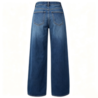 Jean YKK à fermeture éclair pour femme, taille haute, coupe ample, jambe large, style denim oversize