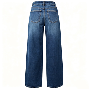 Jean YKK à fermeture éclair <span class=keywords><strong>pour</strong></span> femme, taille haute, coupe ample, jambe large, style denim oversize - Product Image 4