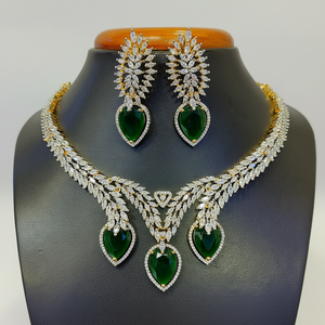 Elegante conjunto de collar de diamantes americanos chapado en oro 11065531GR conjuntos de joyería fina - Product Image 2