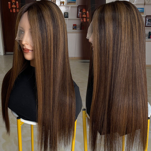 Perruque en cheveux humains russes, brun foncé balayage, avec dentelle naturelle, perruque médicale, ligne de cheveux invisible, vente en gros - Product Image 1