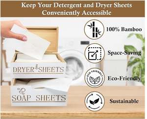 Scatola di legno personalizzata porta fogli di legno porta detersivo Dispenser cassetto scatola di immagazzinaggio, rustico bianco fattoria grande organizzatore lavanderia - Product Image 2