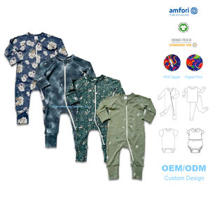 Organic Bamboo Baby Romper New Born Sleeper Sustainable Bamboo Zipper Pajamas Baby Onesie Custom Baby Clothes <strong>Boys</strong> <strong>Slpeepwears</strong> - Product Image 1