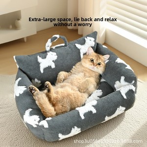Cama para Mascotas con Diseño de Huellas de Gato y Perro, para Perros y Gatos de Tamaño Mediano y Pequeño - Product Image 2