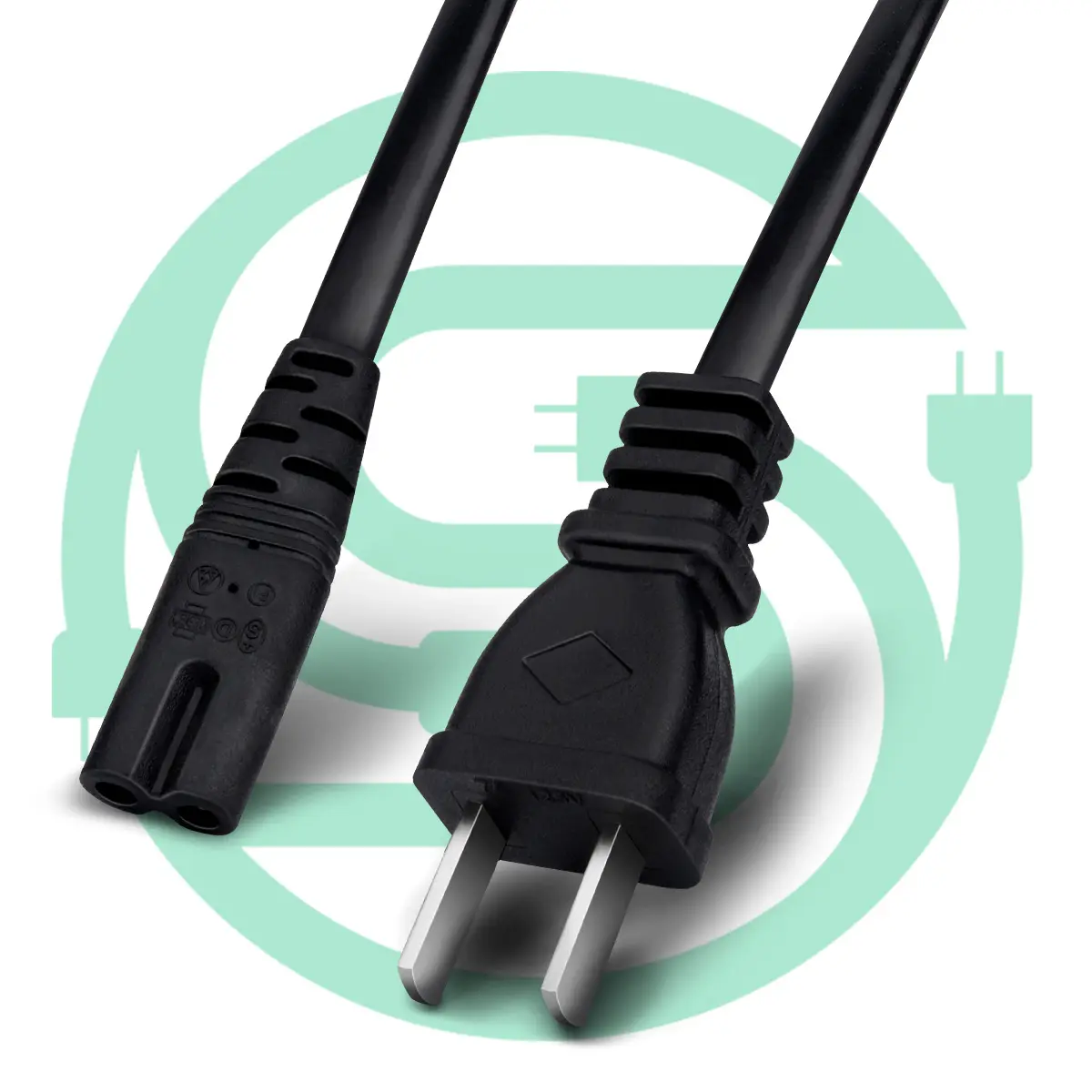 senyecable/vellygood/kvst 5Ft Cable 2 Prong AC Wall Plug 2-Slot TV Power Cord