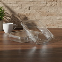 Boîte d'emballage alimentaire rectangulaire transparente en PET de qualité alimentaire avec couvercle rabattable pour vente en gros