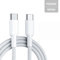 Câble de données USB-C vers USB-C tressé cinq couleurs, charge rapide PD 60W pour iPhone 17 16 15 Pro Max