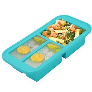 Boîte à soupe congelée en silicone à 4 compartiments, rectangulaire avec couvercle, anti-odeur, boîte à soupe congelée en silicone, boîte à soupe compartimentée en silicone, une variété d'options - Product Image 3
