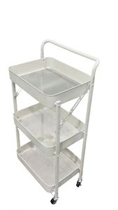 Modern Stainless Steel Foldable Cart With 3 Tiers and Wheels for Kitchen Gadgets - Product Image 5