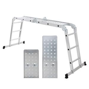 Échelle pliante multifonction en <span class=keywords><strong>aluminium</strong></span> avec plateformes d'échafaudage, capacité de charge de 150 kg, marches antidérapantes, échelle extensible - Product Image 3