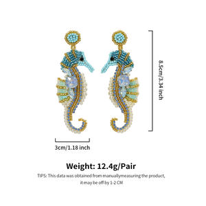 新设计波西米亚海滩风格珠宝种子珠明星海马海蜇贝壳耳环女性暑假 - Product Image 5