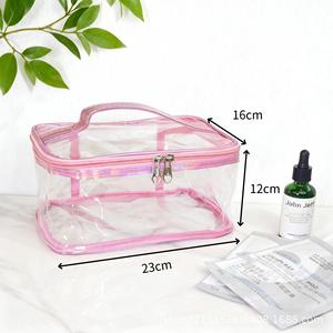 Sac de maquillage portable à 2 couches, grande capacité, réutilisable, étui de transport pour cosmétiques, organisateur imperméable en PVC transparent, exposition en supermarché - Product Image 5
