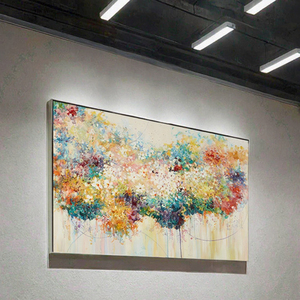 Peinture à l'huile acrylique florale abstraite peinte à la main sur toile, art décoratif élégant pour salon, peinture à l'huile acrylique florale peinte à la main - Product Image 4
