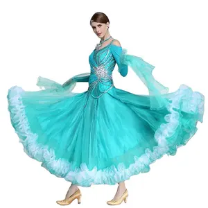 B-14734性感交谊舞礼服花式女孩舞蹈舞台服装表演现代光滑舞裙