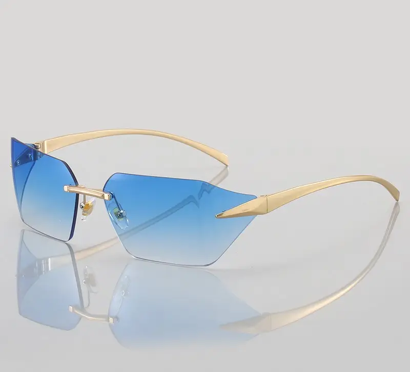 2024 new frameless bending piece advanced sense of light luxury men's sunglasses network red fashion driving sunglasses