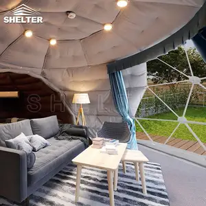Роскошные глэмпинговые палатки с ванной геодезической 5 + 6 м двойной купол палатка
