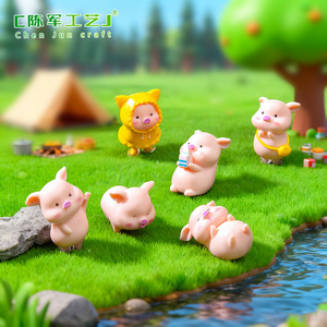 Figurine de cochon mignon en tissu jaune Weij Landscape, accessoires de décoration de scène DIY, petit ornement de bureau - Product Image 2