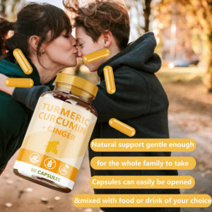 Cápsulas Veganas de Cúrcuma y Jengibre Natural con Bioperina, Suplemento de Cúrcuma y Curcumina de Marca Privada - Product Image 3