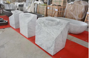 อ่างล้างหน้าทรงสี่เหลี่ยมหินอ่อนธรรมชาติ UnionStone แบบตั้งพื้น ขัดเงา ดีไซน์มินิมอลสำหรับห้องน้ำ - Product Image 6