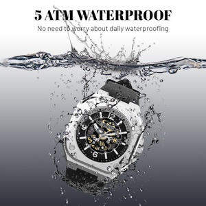 Reloj Cronógrafo Automático de Lujo con Diseño Esqueleto para Hombre y Mujer, Resistente al Agua, con Correa de Silicona y Esfera con Indicadores - Product Image 3