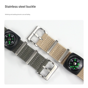 حزام ساعة رياضي متعدد الوظائف من النايلون المضلع عالي الجودة مقاس 20 مم و22 مم مع بوصلة وسوار من الفولاذ المقاوم للصدأ - Product Image 5