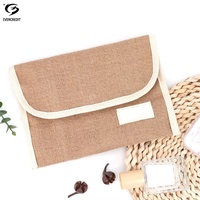 Pochette de voyage écologique en toile de jute naturelle avec logo personnalisé, organiseur de cosmétiques durable, sac cadeau pour femmes