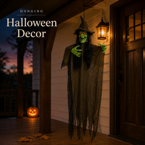 SIPKLR Décoration d'<span class=keywords><strong>Halloween</strong></span> 75'' : Sorcière et Fantôme Animés Suspendus avec Yeux Lumineux et <span class=keywords><strong>Musique</strong></span> <span class=keywords><strong>pour</strong></span> Décoration de Maison Hantée - Product Image 2